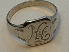 antiker kl. Siegelring, Silber-800- "H.L." RG 53, 3,09 gr