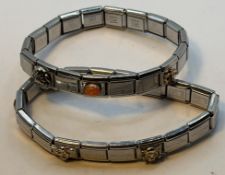 2x Nomination Edelstahl Armbänder mit Gold Applikationen, mit div. Farbsteinen, 1x Feueropal, "UD F
