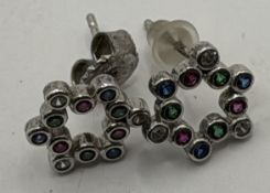 Paar Silber-925- Ohrstecker mit Farbsteinen, 1,6 gr