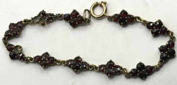antikes Doublee-Armband mit facettierte Granate, 3 Stück fehlen, L-ca. 18 cm
