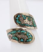 Navajo-Silbering, Sterling, innen gepunzt LA = Len Adakai, 4,8gr., offene Schiene
