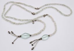 Vintage-Schal-Kette, Glas mit 925er Silberelementen, ca. L-110cm