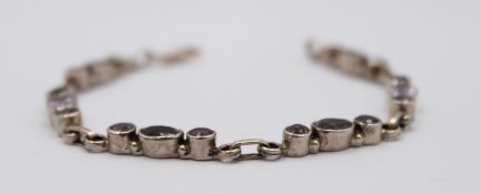 925er Silber-Armband, Amethyste, 11,4gr., ca. L-19cm
