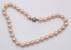 Muschelkernperlenkette, rosa, Magnetschließe, 46cm