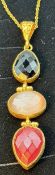 Collier  "Ars Mundi" Entw. wohl Petra Waszak, in OVP mit Extra Schmucktüte, Double mit 3 gr. facett