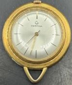 mechan. Certina Damen-Umhängeuhr, vergoldet, Werk läuft, D-3,5 cm