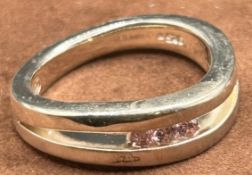 Silberring-925- mit 3 pinken Steinen, RG 57, 6,7 gr.