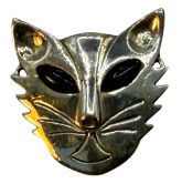 Silberbrosche-925-, Katzenkopf, 5,52 gr., 3x3 cm