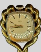 mechan. Damen-Umhängeuhr "Beha" Silbergehäuse-835-, vergoldet, 16,68 gr., Werk läuft
