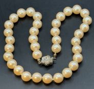 Perlenkette mit Silberschliesse-835-, D-1 cm