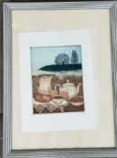 unleserl. sign. Farbradierung, Nr. 35/100, ger/Glas, RG 41x31 cm