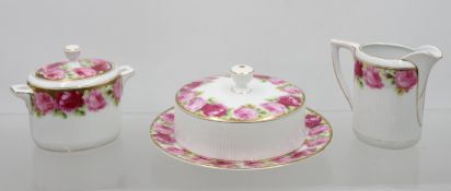 Butterdose, Milch und Zucker, Rosendekor, älter, Carl Tilsch, ca. H-10,5cm