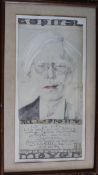 Horst JANSSEN (1929-1995)  "Andy Warhol" Offset, ger/Glas, 72x41 cm, handsigniert