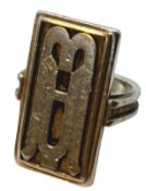 alter Silber-900- Siegelring mit Monogramm "AW" Platte L-2,6 cm, 9,83 gr., RG 50