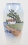 kl. Vase, Royal Copenhagen, Haus an Küste, ca. H-12,5cm