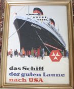 Werbedruck "Hanseatic-Das Schiff der guten Laune" ger/Glas, RG  60x46 cm