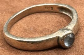 Silberring-925- mit hellblauen Stein, RG 58, 2,8 gr