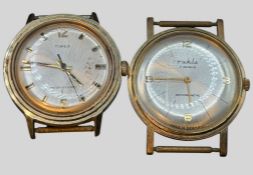 2x mechan. Armbanduhren, Timex läuft,  Ruhla  steht, beide ohne Band