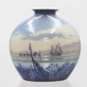 kl. Vase, Dahl Jensen Copenhagen, maritimes Motiv, Schleifstrich, ca. H-10cm