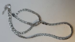 flache Silber-925- Halskette und Armband, 11,30 gr