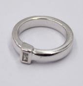 Ring mit klarem Stein, versilbert, RG 51