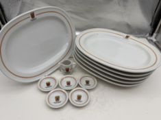 12x Geschirrteile "Fischereihafen-Restaurant" mit Cuxhaven Wappen, 6x gr. Platten, 5xSchälchen, 1x 