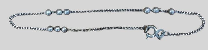 feines Armkettchen mit Silberperlen, L-19 cm, 1,46