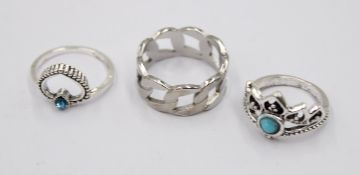 3x div. Modeschmuck-Ringe, silberfarben, ca. RG 52 -60