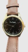 Quartz Armbanduhr "Pierre Cardin" guter Zustand,  Werk läuft, D-4 cm, braunes Lederband