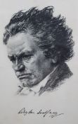 Kunstdruck, Porträt des Komponisten Ludwig van Beethoven (1770-1827)