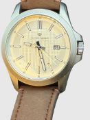 Quartz Armbanduhr "ER" Werk läuft, neuwertig, Boden noch mit Schutzfolie, Stoffarmband, D-4 cm