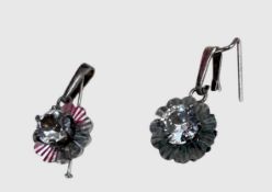 Paar Silber-800- Ohrstecker mit Bergkristall, Neuware aus Geschäftsauflösung