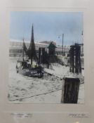 colo. Fotografie, Fischereihafen / Fähre (Winter 1946/47) Cuxhaven,  Fotografen A. Siegl, gerahmt/G