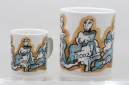 Royal Copenhagen Jahresbecher , 2001, Entw. Sten Lykke Madsen, gr. Becher mit wohl 925er Silberplat