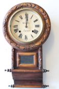 antike englische „Drop Dial“-Wanduhr,  Werk nicht geprüft, Glas fehlt, Altersspuren, ca. L-55cm B-3