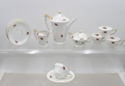 Mokka-Service, Sorau, Art-Déco, für 4 Personen, Kanne H-16,5cm Tassen H-4,2cm