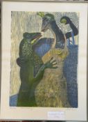 Wolfgang Schlick (1941-2014), "Froschkönig" orig. Farbholzschnitt,   Nr. 52/300, Bildformat 50 x 36