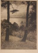 Ludwig HARTMANN (1835-1902), Blick auf See, Radierung, gerahmt/Glas, RG 35 x 28cm
