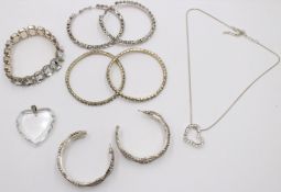 kl. Konvolut Modeschmuck, meist Ohrschmuck, klare Steine
