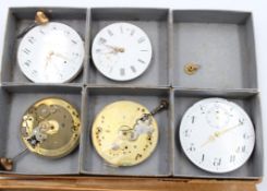 5x div. antike Taschenuhr-Werke, Funktionen nicht geprüft
