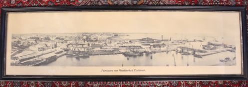 gr. Panorama von Cuxhaven, alt ger./Glas, 36,5 x 122cm
