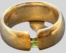 massiver Silber-925- Spannring mit Smaragd, RG 59, 10,52 gr.