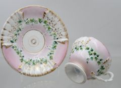 Relieftasse um 1850, Schmeisser Porzellan Manufaktur, ca. H-6,7cm, teilw. berieben