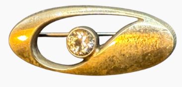 kl. Silber-925- Brosche mit klaren Stein, L-3,3 cm, 3,58 gr
