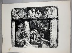 unleserl. sign. grosse  Lithografie "Amsterdam Relik und Taube" betitelt, BG 48x63 cm, 1966, Nr. 4/