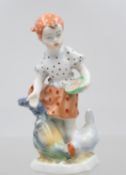 Herend-Figur, Hühnermagd, bemalt, ca. H-13,5cm