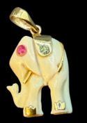 kl. Bein-Elefant mit Goldmontur-585-, 2x1 cm, 0,72 gr