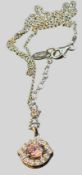 Silber-925- Halskette mit Anhänger, altrosa Stein, 4,42 gr