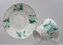 Tasse mit U.T., KPM Krister um 1850, florale Bemalung, ca. H-7,8cm