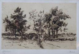 Harmsen o.ä., betitelt Herbst, wohl Radierung, ger./Glas, RG 23,5 x 27,5cm